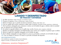 Lavado y desinfectado de tinacos y cisternas.