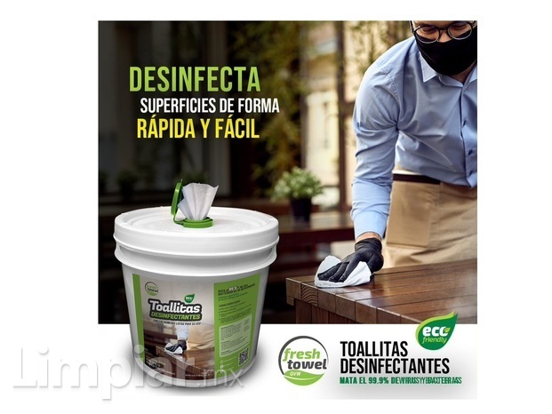 Toallitas desinfectantes en cubeta