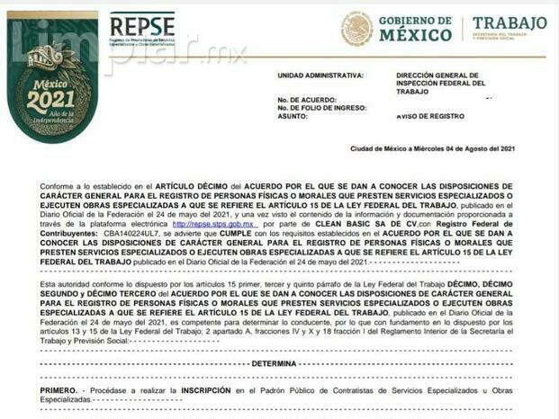 Registro REPSE vigente 