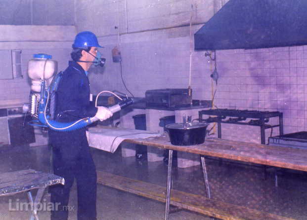 Fumigación de cocina con máquina de motor